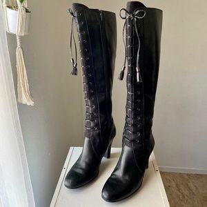 Lace up leather boots